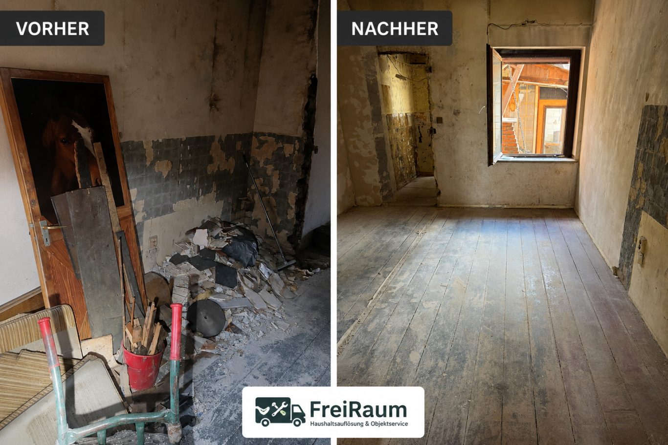 Geräumtes Zimmer nach einer FreiRaum-Entrümpelung
