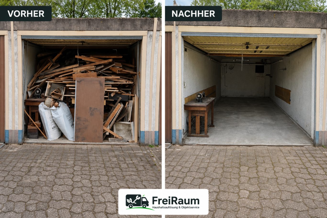 Projekt Garage: Vorher-Nachher-Vergleich einer FreiRaum-Räumung