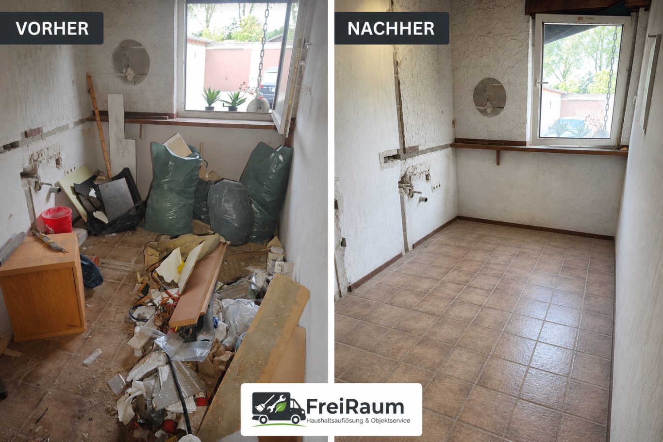 Projekt Küche: Vorher-Nachher-Vergleich einer FreiRaum-Räumung